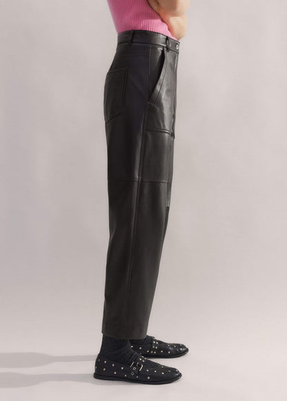Black Washed Leather Engineered-Leg Pant | ME+EM Clothing
