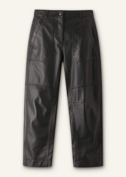 Black Washed Leather Engineered-Leg Pant | ME+EM Clothing