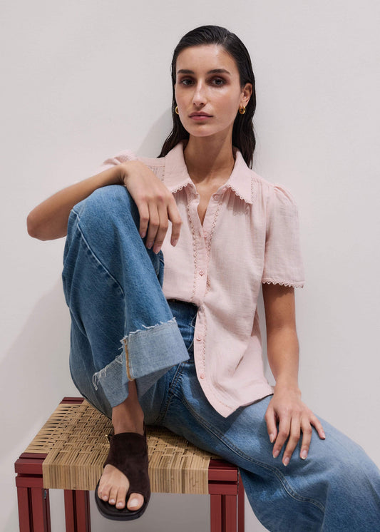 Pink Cheesecloth Trim Detail Blouse | ME+EM Clothing
