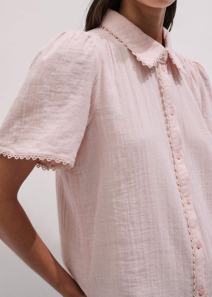 Pink Cheesecloth Trim Detail Blouse | ME+EM Clothing