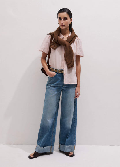 Pink Cheesecloth Trim Detail Blouse | ME+EM Clothing