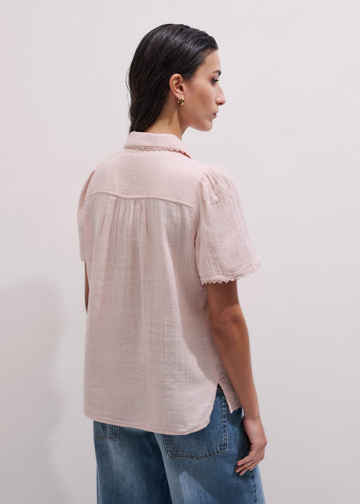 Pink Cheesecloth Trim Detail Blouse | ME+EM Clothing
