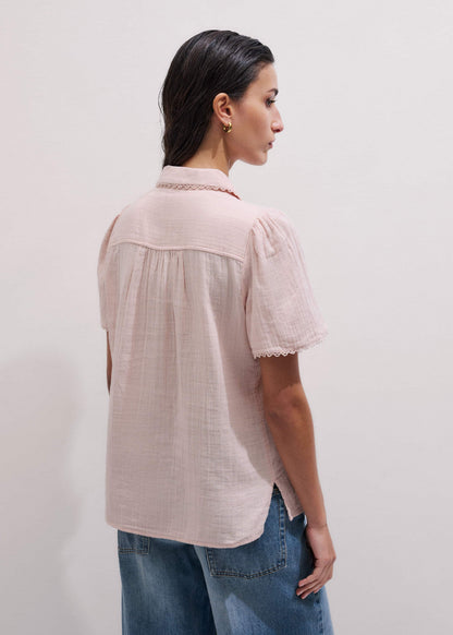 Pink Cheesecloth Trim Detail Blouse | ME+EM Clothing