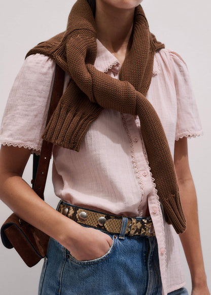 Pink Cheesecloth Trim Detail Blouse | ME+EM Clothing