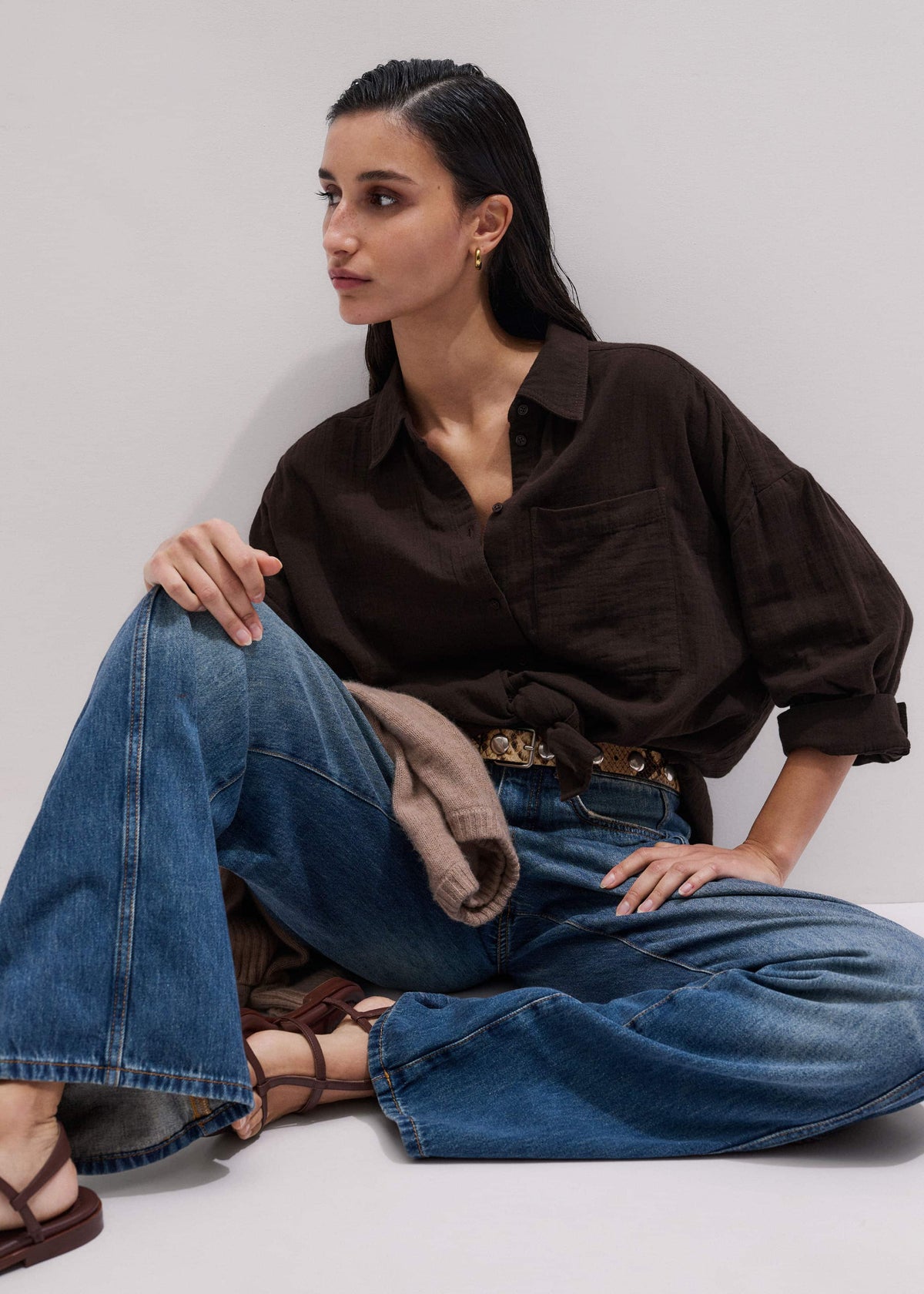 Brown Cheesecloth Relaxed Summer Shirt | ME+EM Clothing