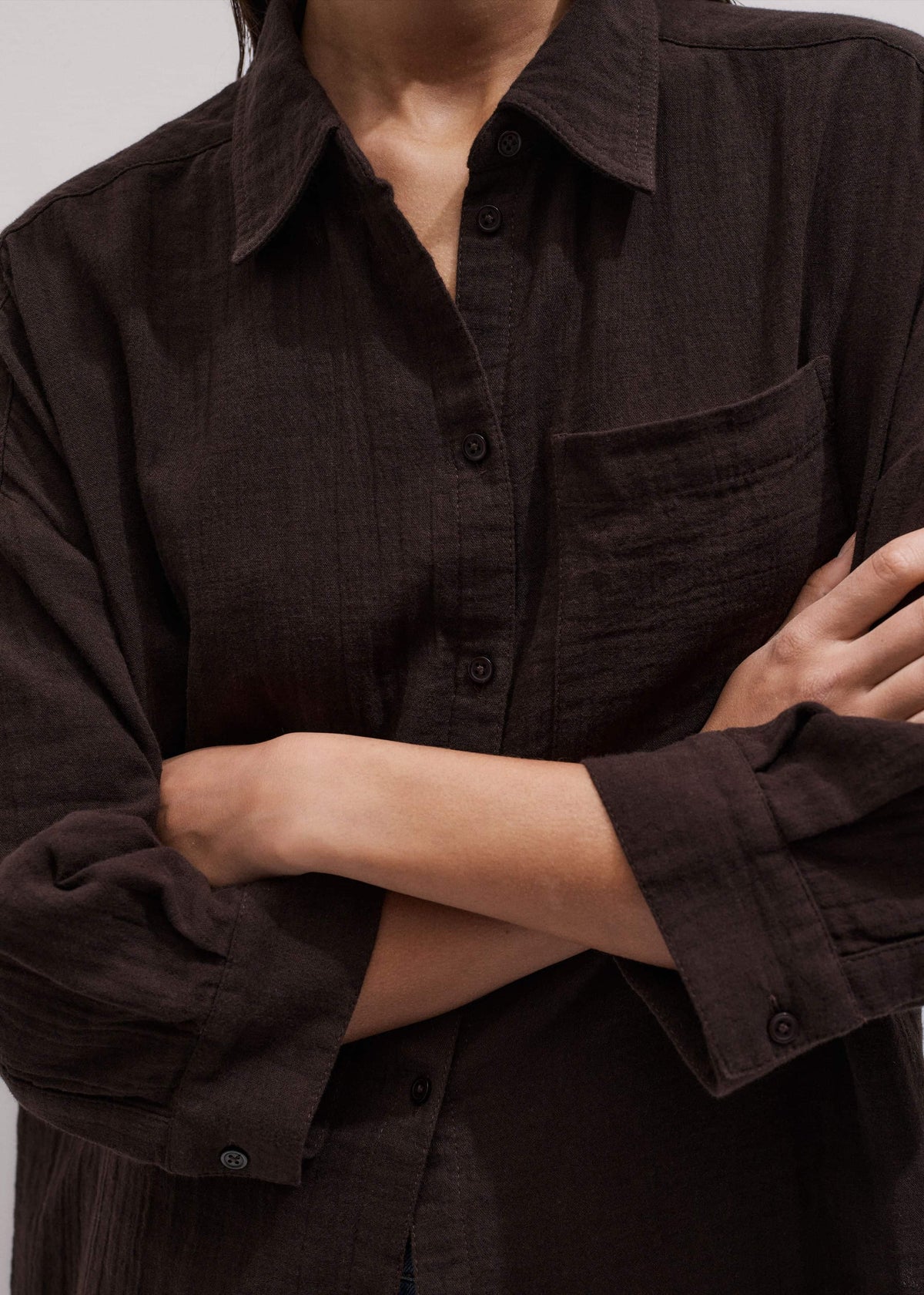 Brown Cheesecloth Relaxed Summer Shirt | ME+EM Clothing