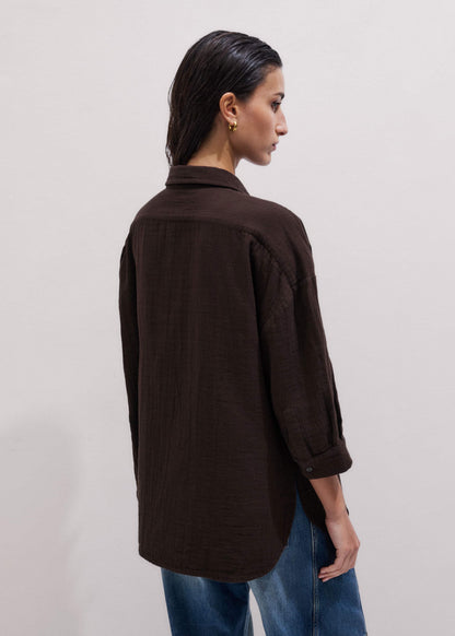 Brown Cheesecloth Relaxed Summer Shirt | ME+EM Clothing