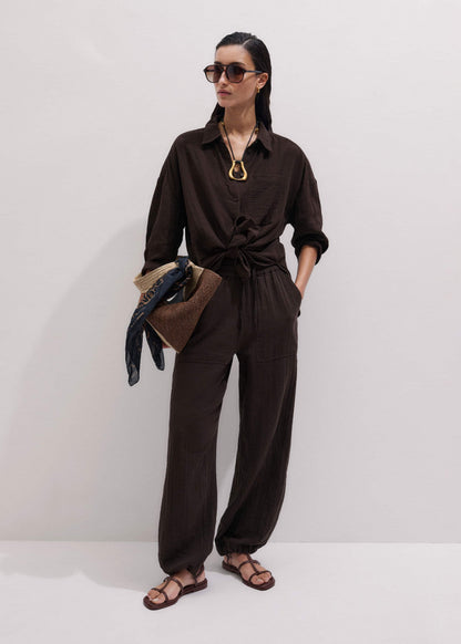 Brown Cheesecloth Relaxed Summer Shirt | ME+EM Clothing