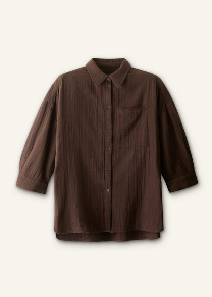 Brown Cheesecloth Relaxed Summer Shirt | ME+EM Clothing