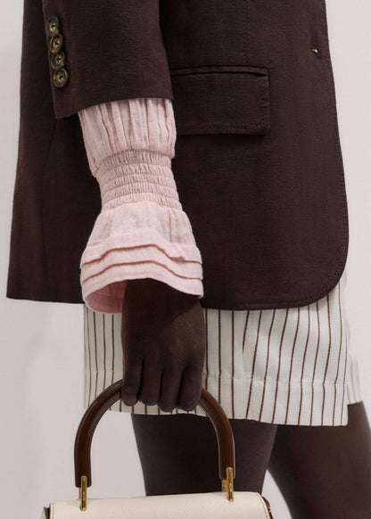 Pink Pleat Detail Long Sleeve Cheesecloth Blouse | ME+EM Clothing
