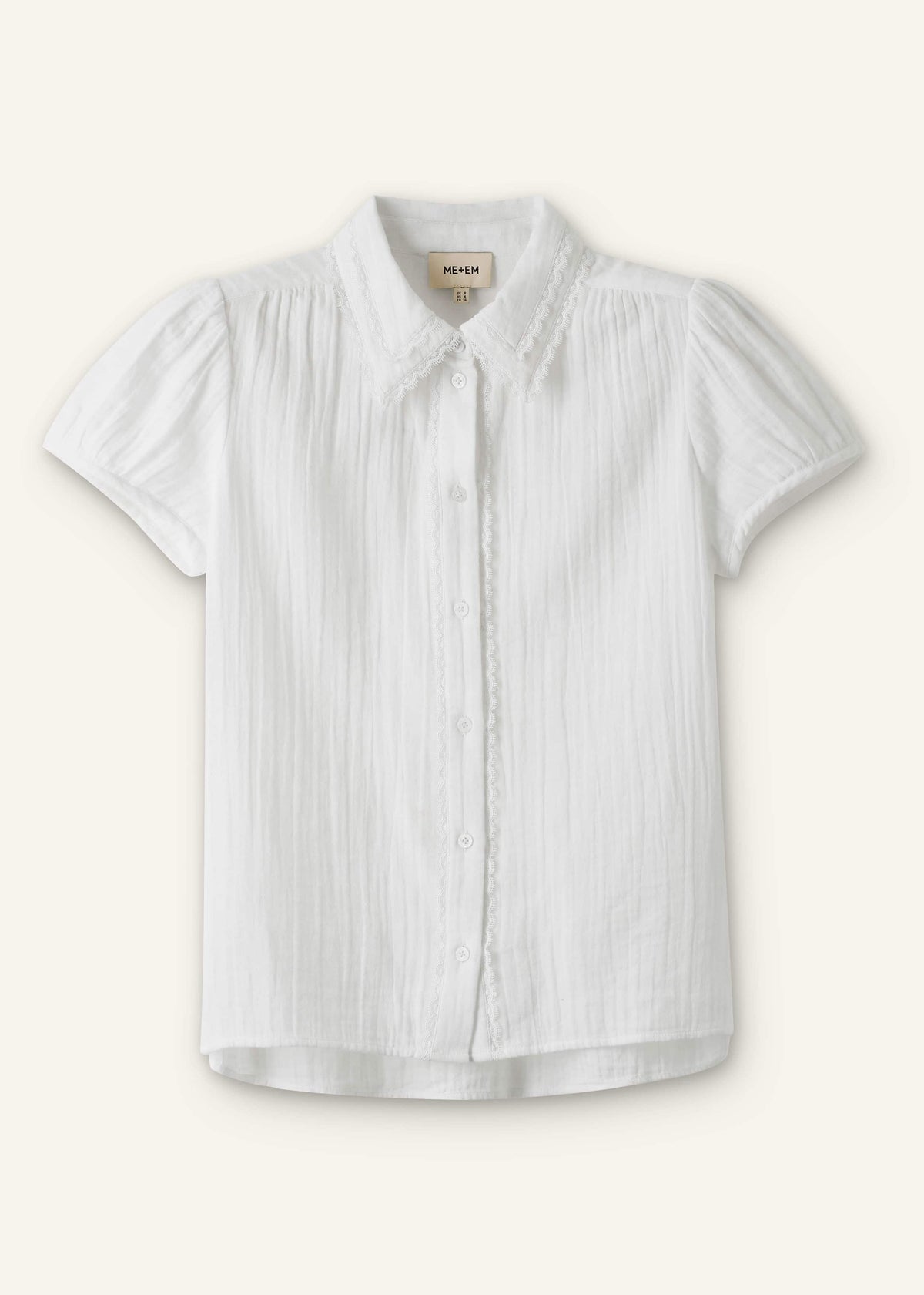 White Cheesecloth Cap-Sleeve Blouse | ME+EM Clothing