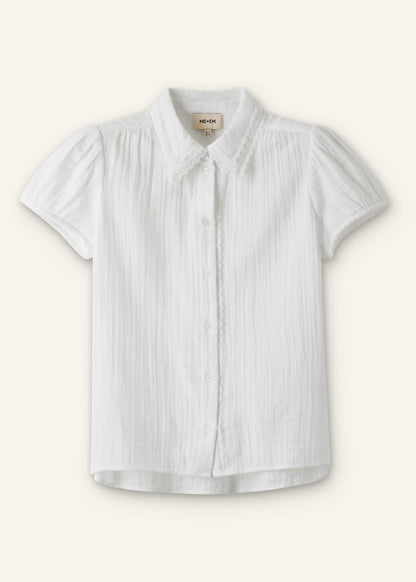 White Cheesecloth Cap-Sleeve Blouse | ME+EM Clothing
