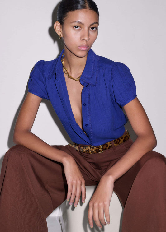 White Cheesecloth Cap-Sleeve Blouse | ME+EM Clothing