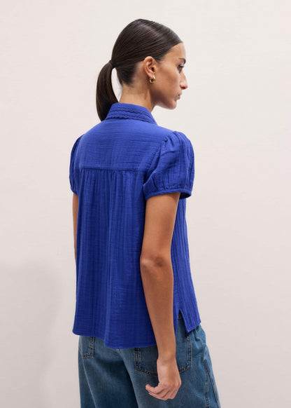 White Cheesecloth Cap-Sleeve Blouse | ME+EM Clothing