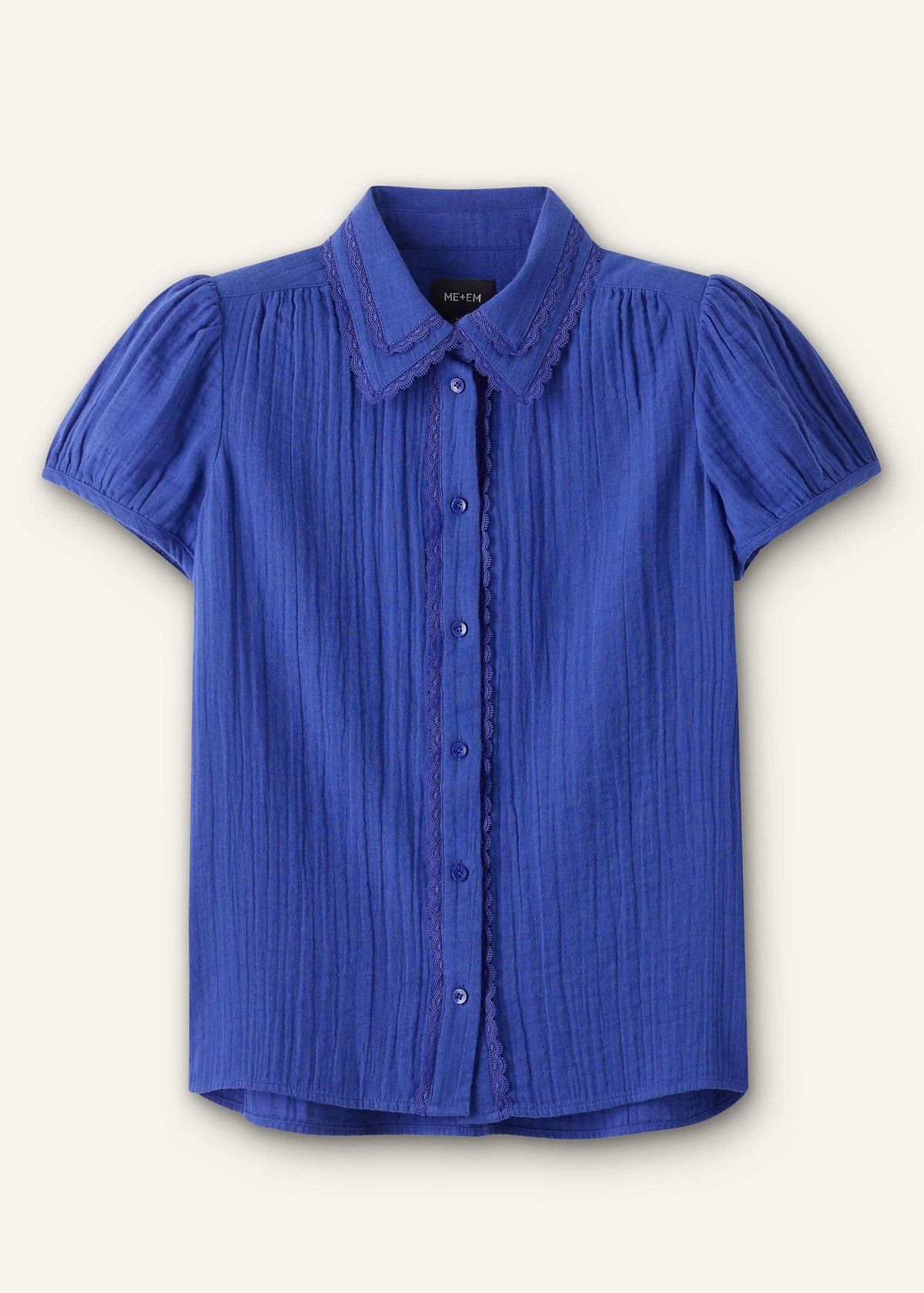 White Cheesecloth Cap-Sleeve Blouse | ME+EM Clothing