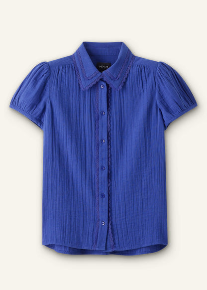 White Cheesecloth Cap-Sleeve Blouse | ME+EM Clothing