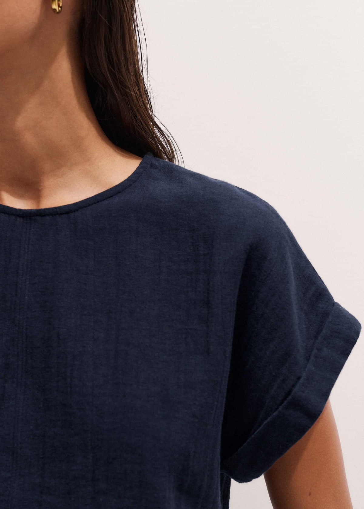 Navy Cheesecloth T-Shirt | ME+EM Clothing