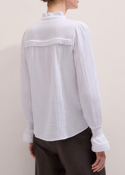 White Cheesecloth Pleat Detail Blouse | ME+EM Clothing