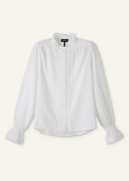 White Cheesecloth Pleat Detail Blouse | ME+EM Clothing