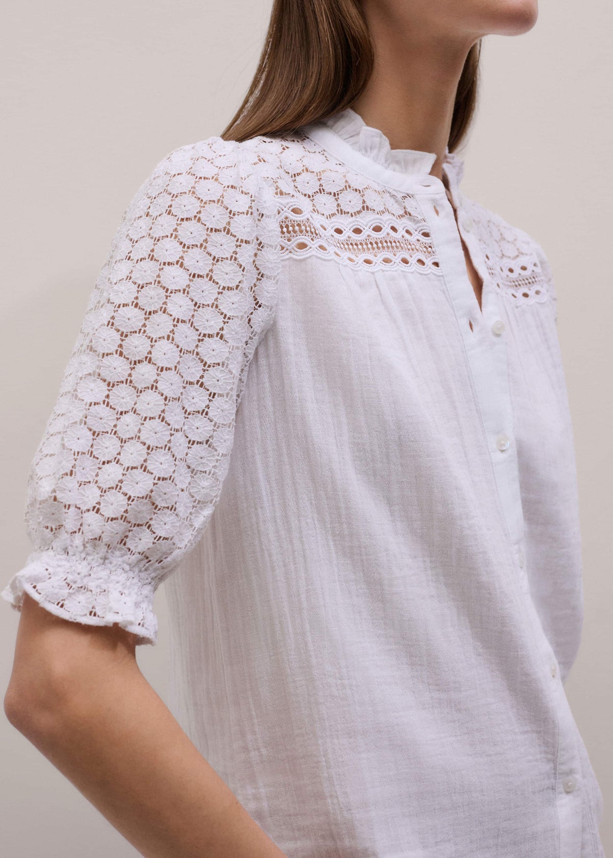 White Cheesecloth AM-PM Summer Blouse | ME+EM Clothing
