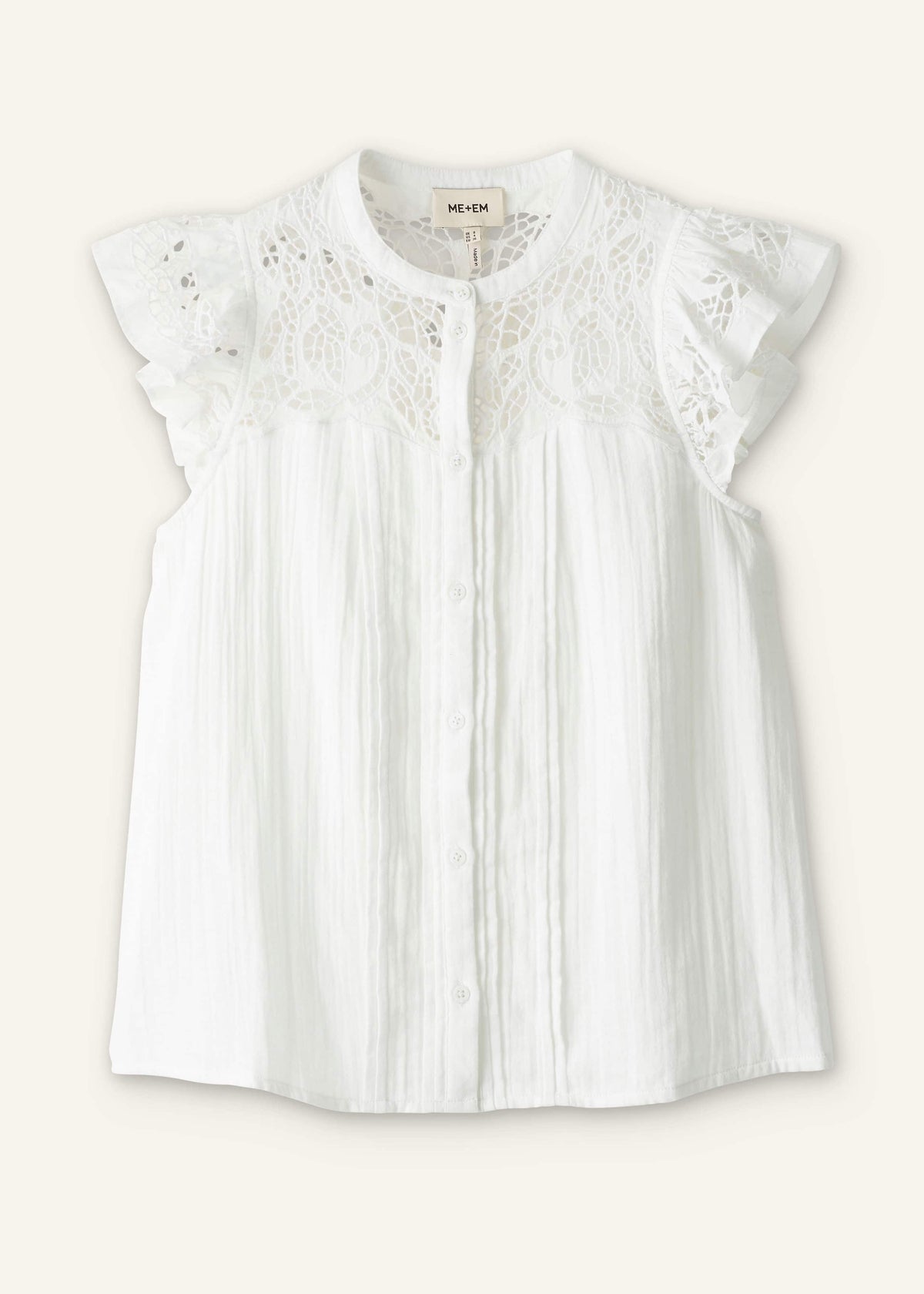 White Cheesecloth Embroidered Swing Top | ME+EM Clothing