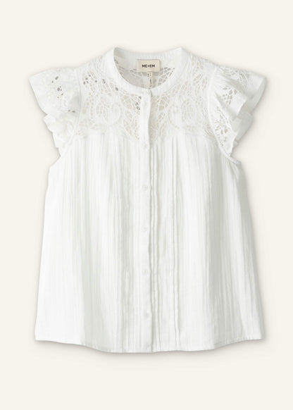 White Cheesecloth Embroidered Swing Top | ME+EM Clothing