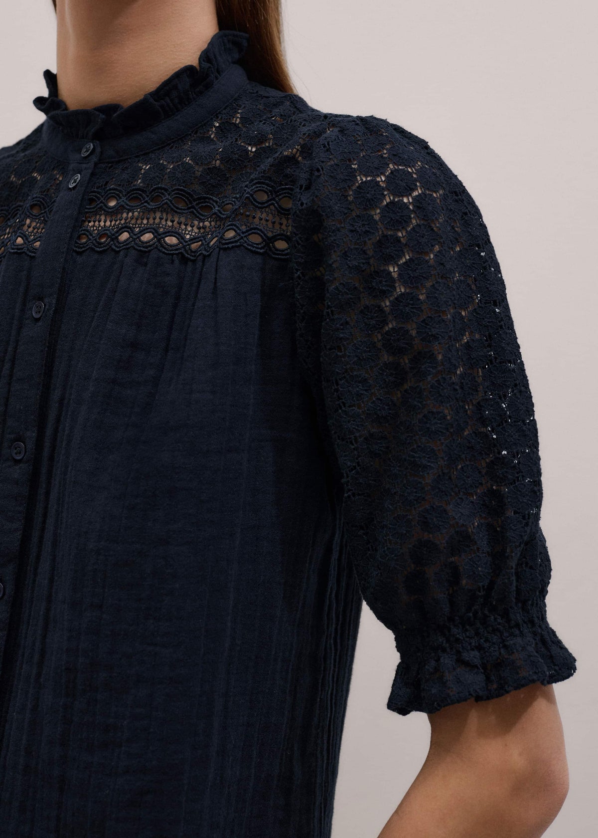 Navy Cheesecloth AM-PM Summer Blouse | ME+EM Clothing