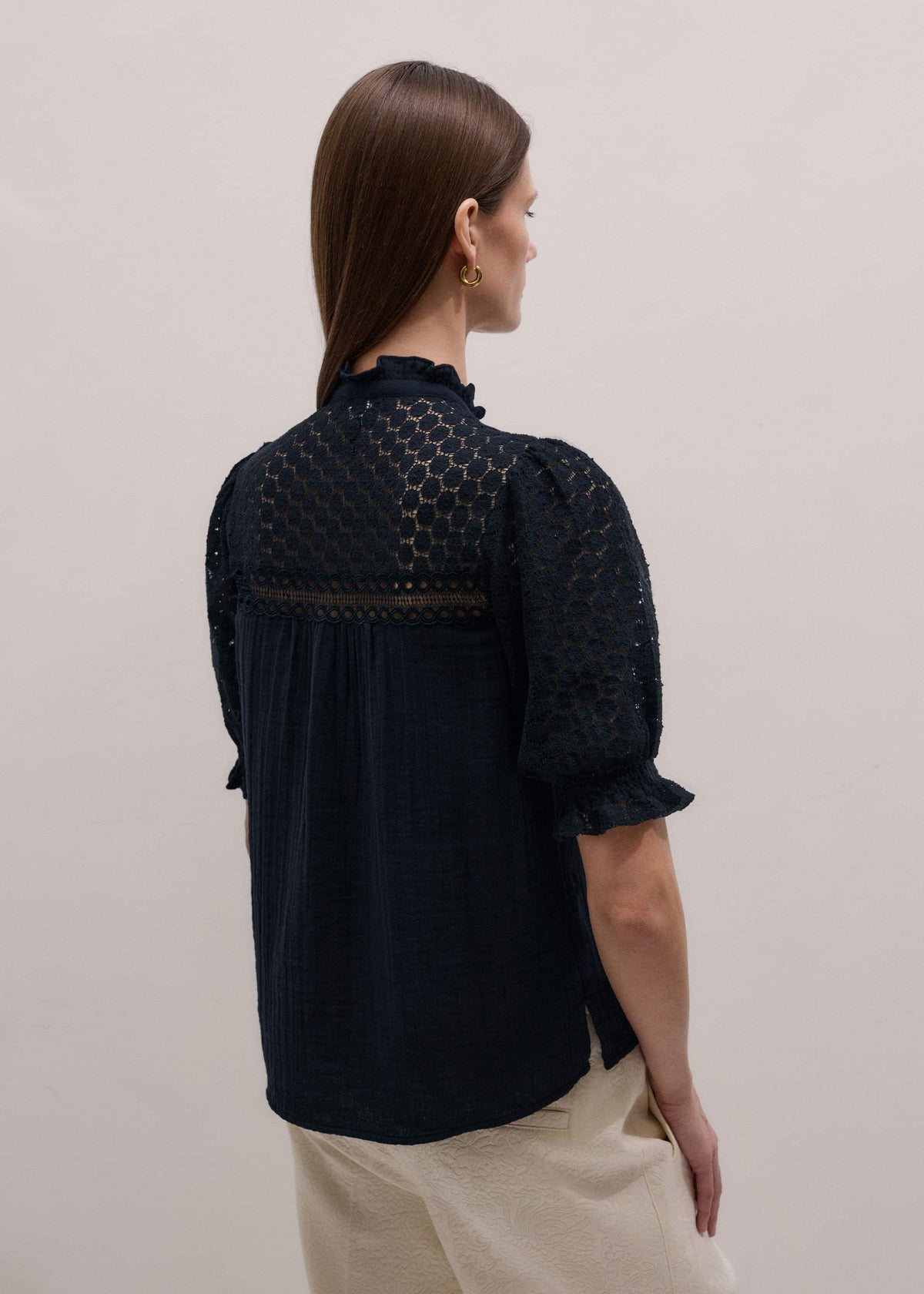 Navy Cheesecloth AM-PM Summer Blouse | ME+EM Clothing
