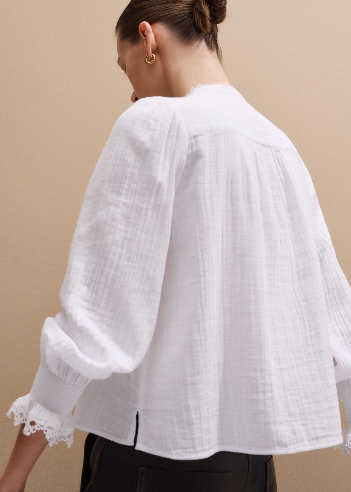 White Cheesecloth Intricate Detail Blouse | ME+EM Clothing