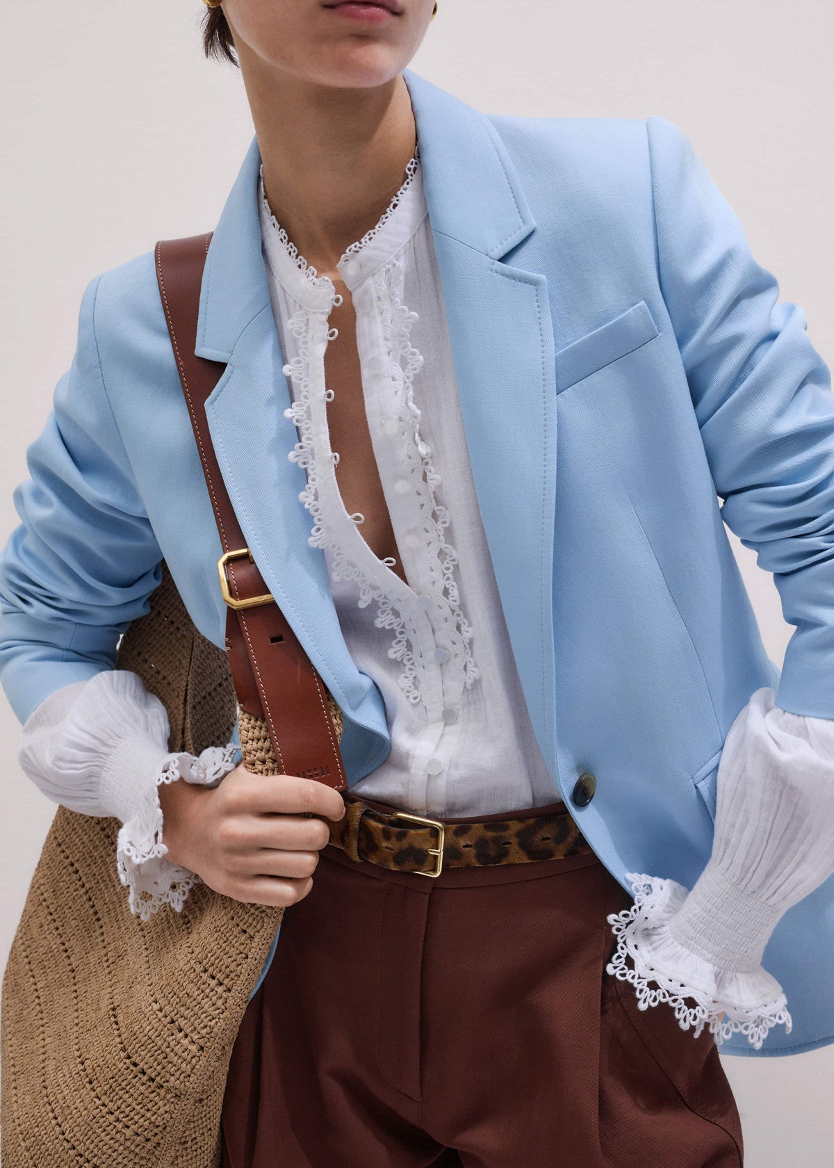 White Cheesecloth Intricate Detail Blouse | ME+EM Clothing