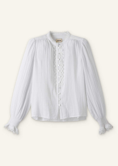 White Cheesecloth Intricate Detail Blouse | ME+EM Clothing