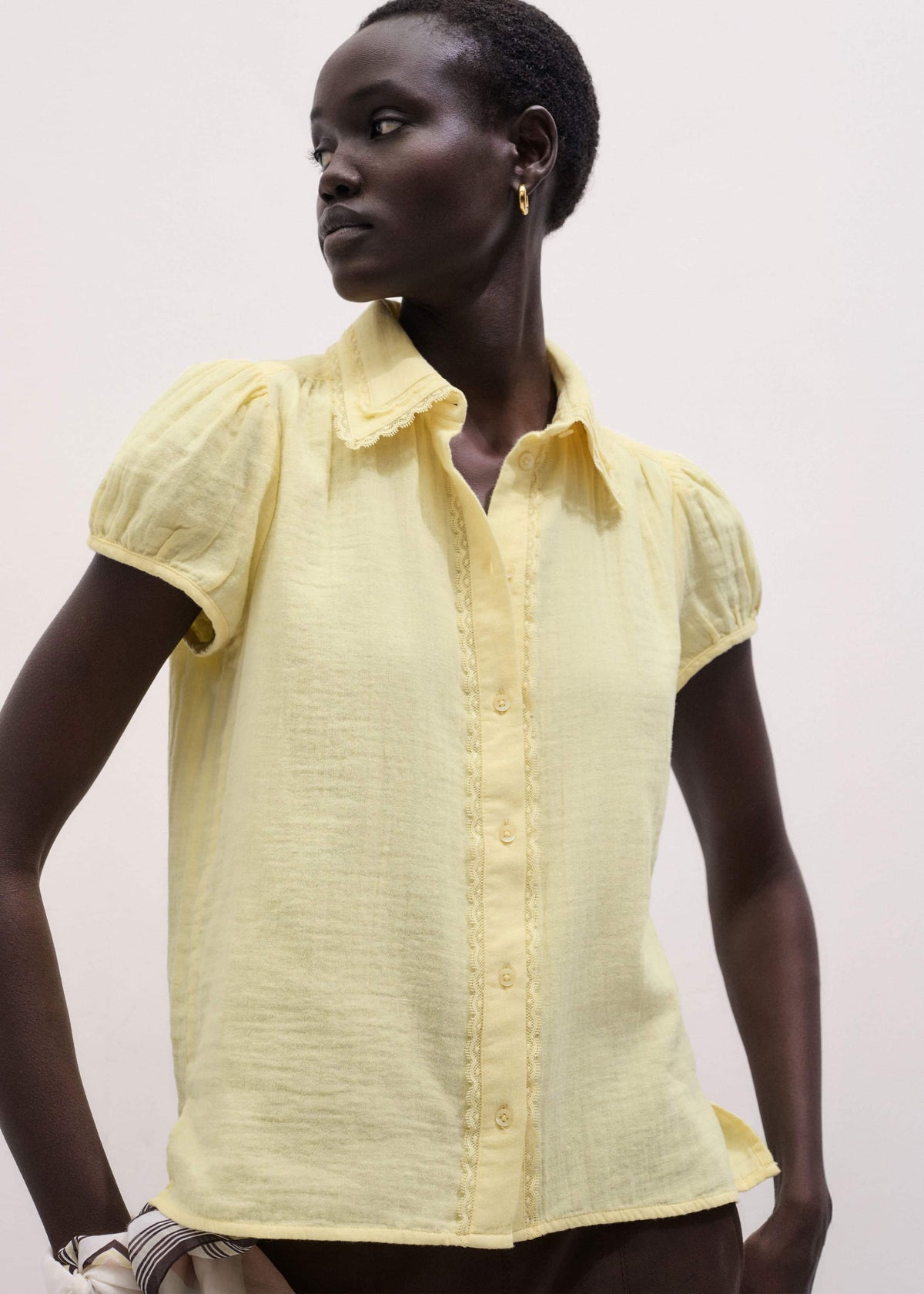Yellow Cheesecloth Straight Summer Blouse | ME+EM Clothing