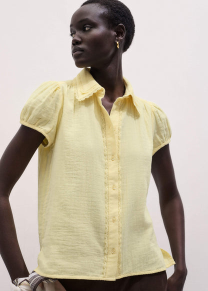 Yellow Cheesecloth Straight Summer Blouse | ME+EM Clothing