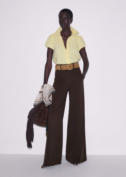 Yellow Cheesecloth Straight Summer Blouse | ME+EM Clothing