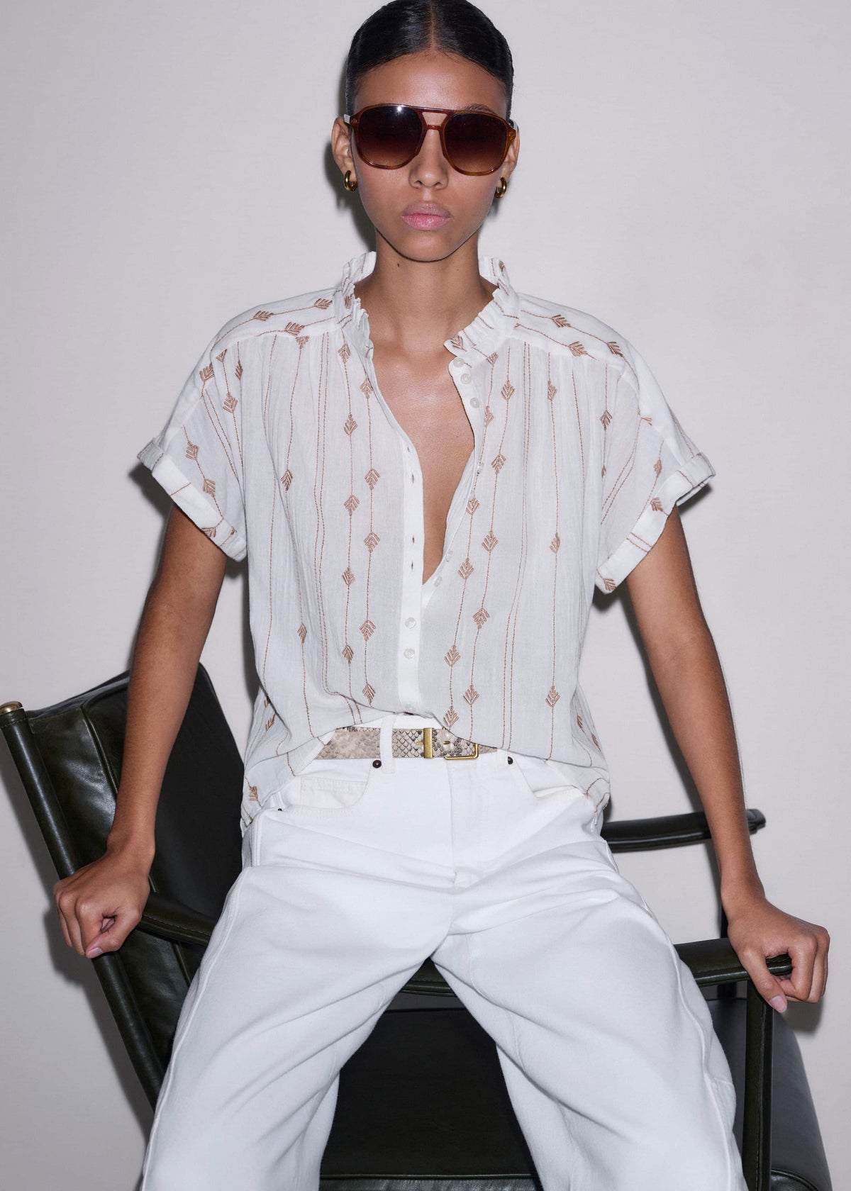 White Turn-Up Cuff Blouse | ME+EM Clothing