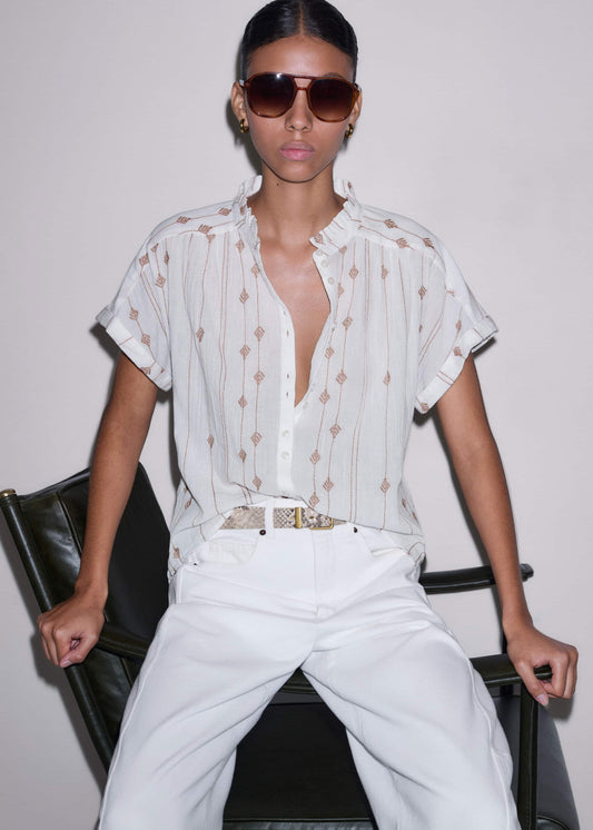 White Turn-Up Cuff Blouse | ME+EM Clothing