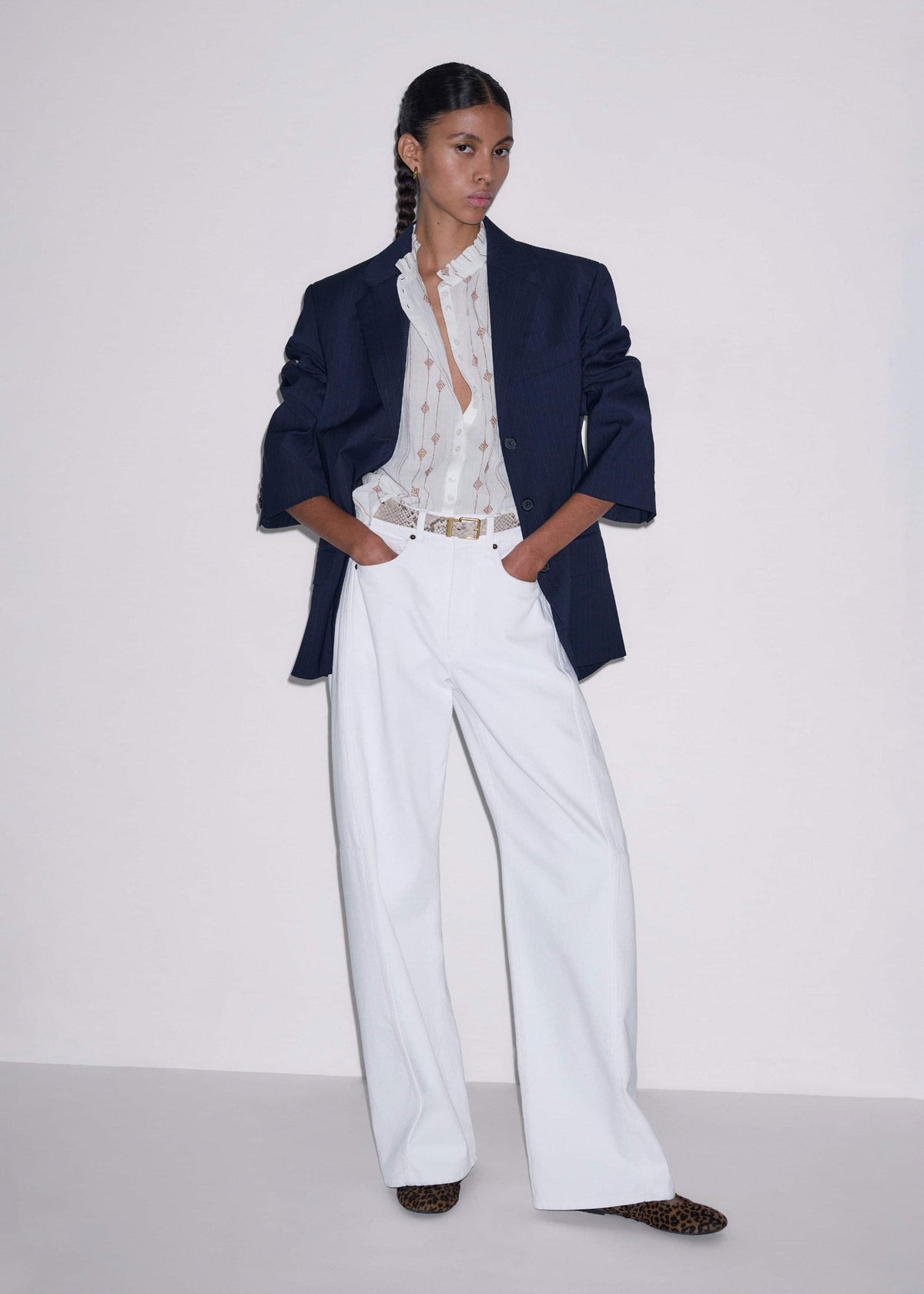 White Turn-Up Cuff Blouse | ME+EM Clothing