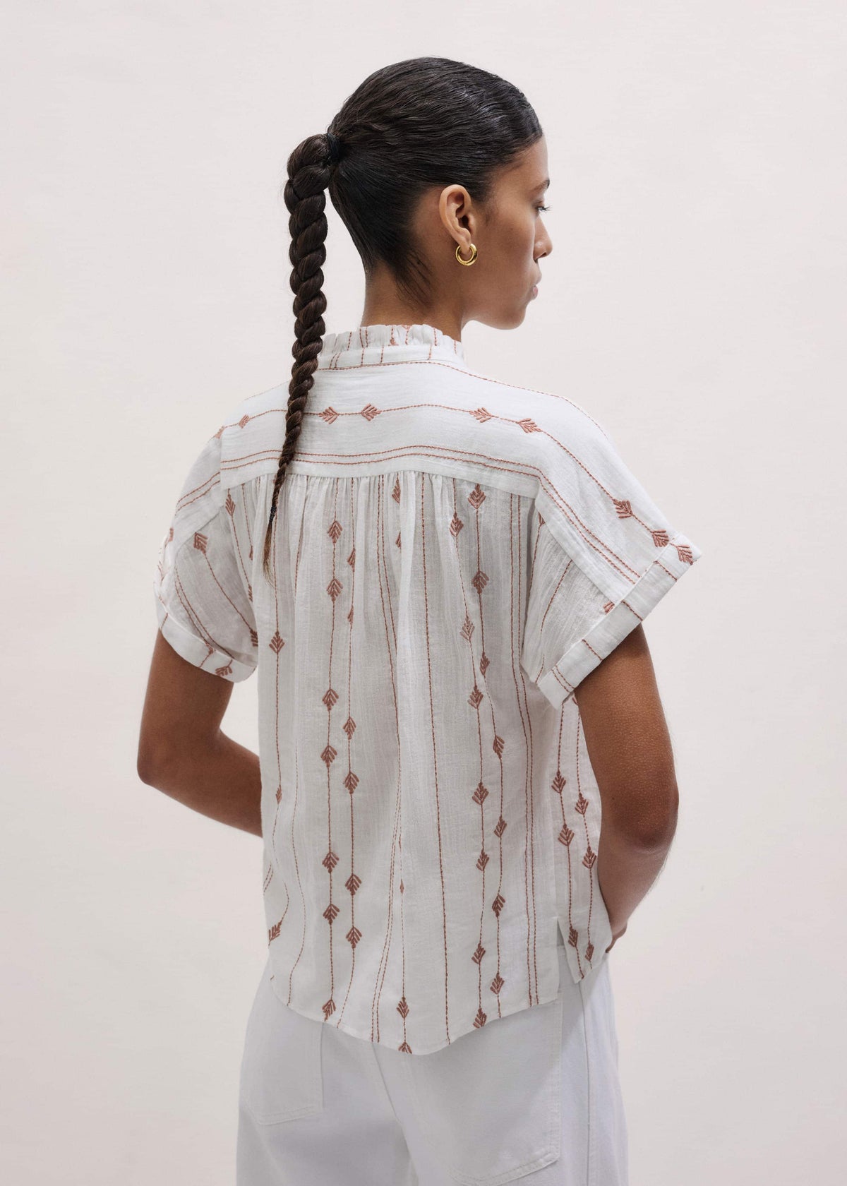 White Turn-Up Cuff Blouse | ME+EM Clothing