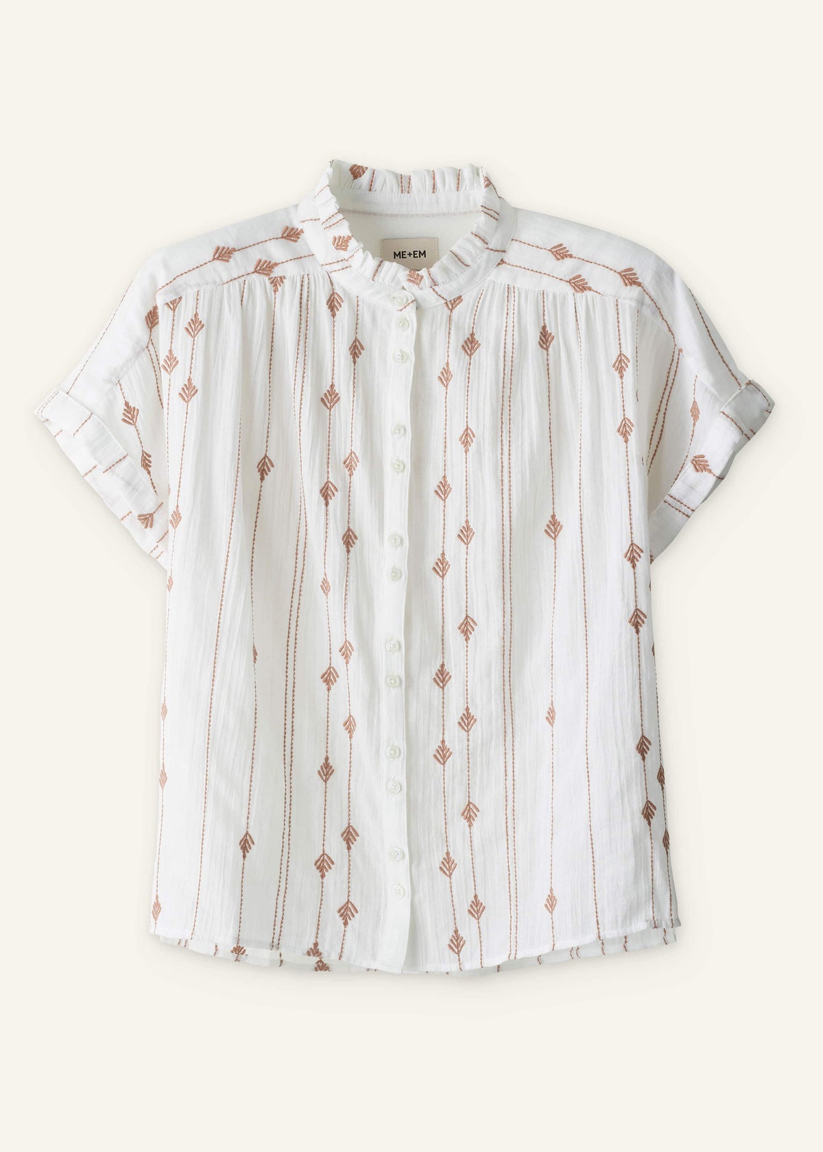 White Turn-Up Cuff Blouse | ME+EM Clothing