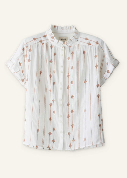 White Turn-Up Cuff Blouse | ME+EM Clothing