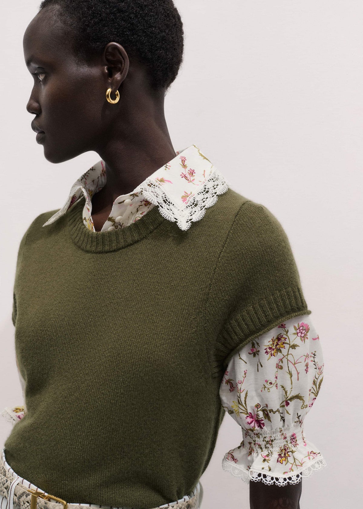 Cream Silk Cotton Wild Spring Floral Print Blouse | ME+EM Clothing