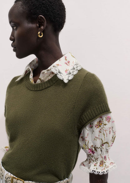 Cream Silk Cotton Wild Spring Floral Print Blouse | ME+EM Clothing