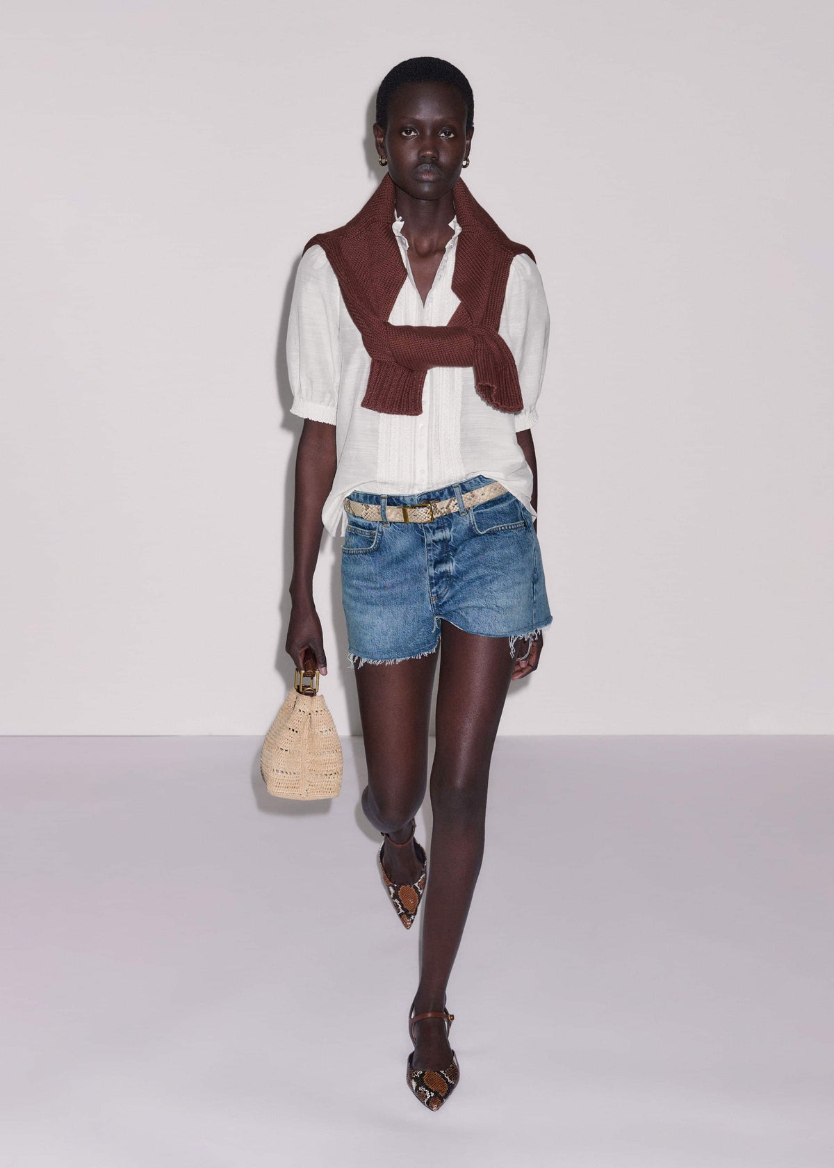 White Silk + Cotton Pintuck Detail Straight Blouse | ME+EM Clothing
