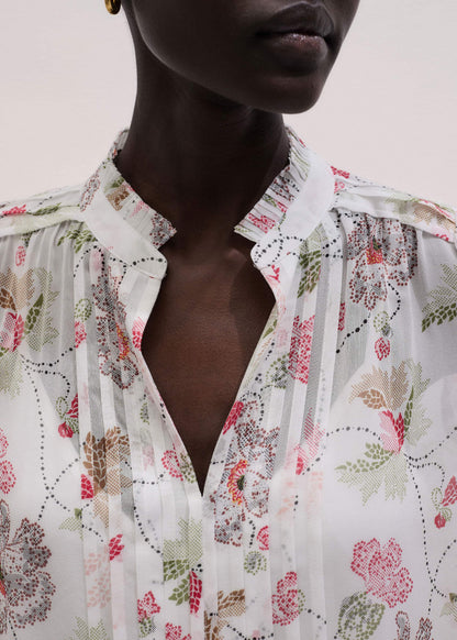 Cream Silk Balloon Sleeve Blouse | ME+EM Clothing