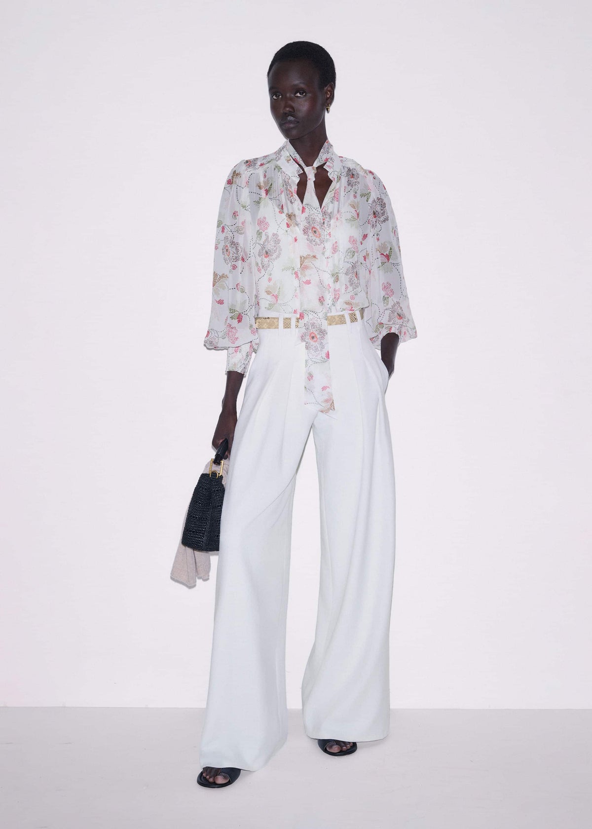 Cream Silk Balloon Sleeve Blouse | ME+EM Clothing