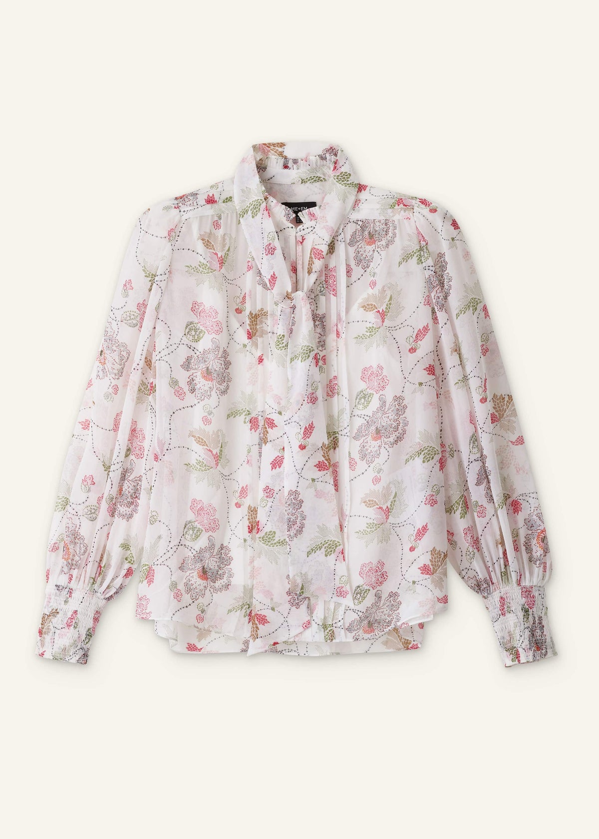 Cream Silk Balloon Sleeve Blouse | ME+EM Clothing