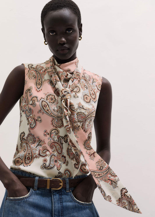 Pink Silk Draped Neck Top | ME+EM Clothing