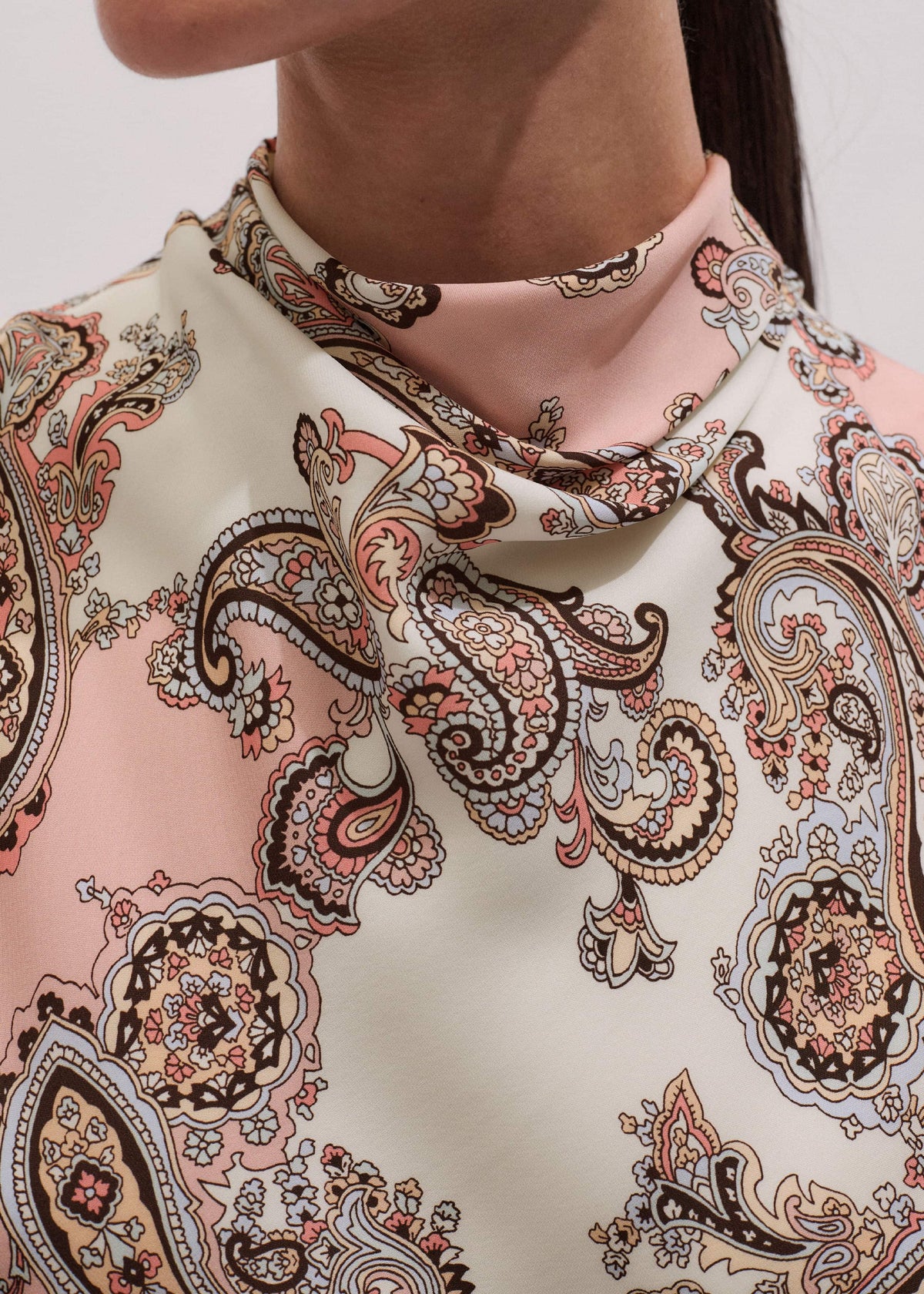 Pink Silk Draped Neck Top | ME+EM Clothing