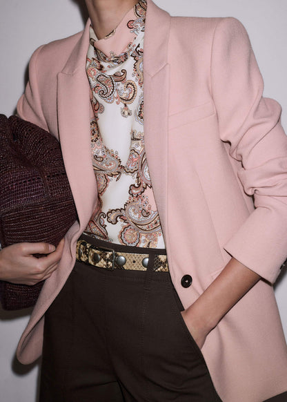 Pink Silk Draped Neck Top | ME+EM Clothing
