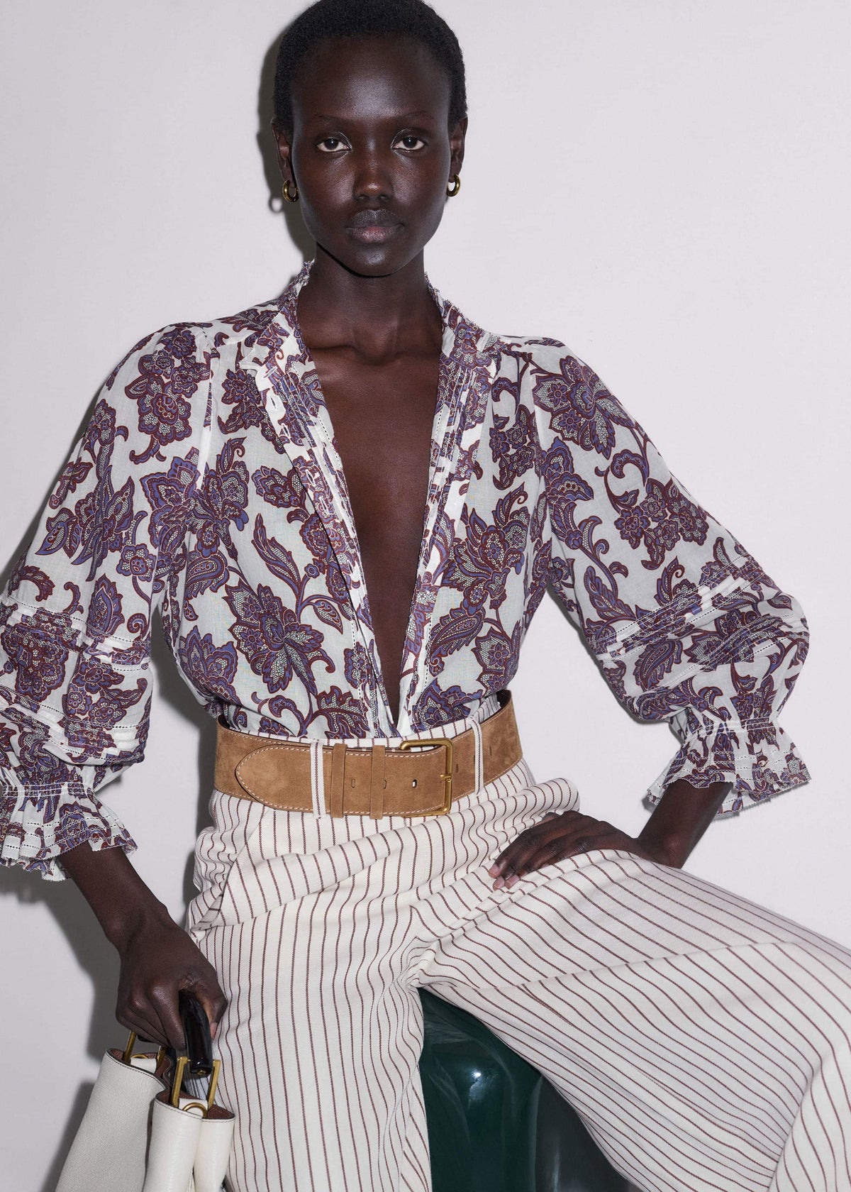 Cream Floral Print Blouse | ME+EM Clothing